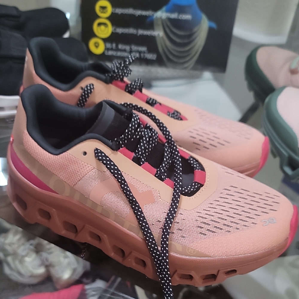On Running Women's Pink and Black Sneakers